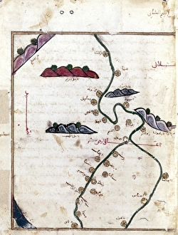 NILE: MAP, 1154. Detail from Al Idrisis map of the Nile River, 1154 NILE: MAP, 1154. Detail from Al Idrisis map of the Nile River, 1154