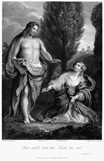 NOLI ME TANGERE. He Sayeth Unto Her, Touch Me Not. Steel engraving after the painting by Raphael NOLI ME TANGERE. He Sayeth Unto Her, Touch Me Not. Steel engraving after the painting by Raphael