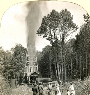OIL WELL, c1920. Shooting a new oil well with nitroglycerin in Pennsylvania, c1920 OIL WELL, c1920. Shooting a new oil well with nitroglycerin in Pennsylvania, c1920