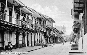 PANAMA CITY, c1910-1913. A street in Panama City, Panama, the same street seen in #0094766 PANAMA CITY, c1910-1913. A street in Panama City, Panama, the same street seen in #0094766