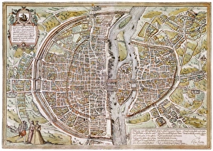 PARIS MAP, 1581. Map of Paris, France, by Georg Braun from Civitates Orbis Terarum, 1581 PARIS MAP, 1581. Map of Paris, France, by Georg Braun from Civitates Orbis Terarum, 1581