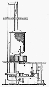 Print of the First Enclosed Passenger Elevator, 1856