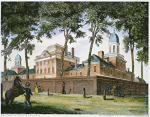 Pennsylvania Hospital, in Pine Street, Philadelphia: colored engraving, 1799, by William Birch & Son Pennsylvania Hospital, in Pine Street, Philadelphia: colored engraving, 1799, by William Birch & Son