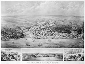PHILADELPHIA, 1702. Lithograph, American, 1875 PHILADELPHIA, 1702. Lithograph, American, 1875