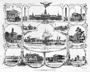 PHILADELPHIA, c1855. Views of Philadelphia, Pennsylvania. Lithograph by James Fuller Queen PHILADELPHIA, c1855. Views of Philadelphia, Pennsylvania. Lithograph by James Fuller Queen