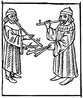 Images Dated 15th May 2006: PIPERS, 1492. Woodcut from Theorica Musicae by Franchinus Gaffurius. Milan, 1492
