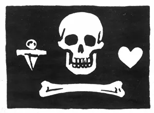 PIRATES: JOLLY ROGER FLAG. Flag of the English pirate, Stede Bonnet PIRATES: JOLLY ROGER FLAG. Flag of the English pirate, Stede Bonnet