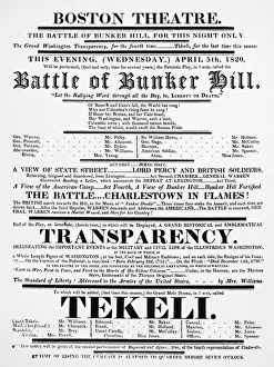 PLAYBILL, 1820. An 1820 playbill printed at Boston, Massachusetts PLAYBILL, 1820. An 1820 playbill printed at Boston, Massachusetts