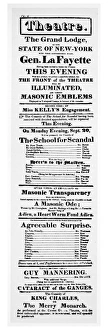 PLAYBILL, 1824. An 1824 playbill printed in New York PLAYBILL, 1824. An 1824 playbill printed in New York