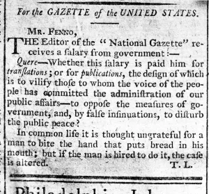 Alexander Hamilton Prints: Print of the Federalist Newspaper, 1792