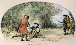 Alexander Hamilton Prints: Print of Alexander Hamilton mortally wounded after the duel