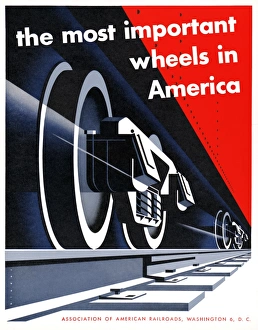 POSTER: RAILROAD, 1952. The most important wheels in America POSTER: RAILROAD, 1952. The most important wheels in America