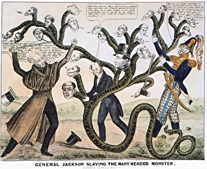 President Andrew Jackson destroying the Bank of the United States. Lithograph cartoon, 1828 President Andrew Jackson destroying the Bank of the United States. Lithograph cartoon, 1828