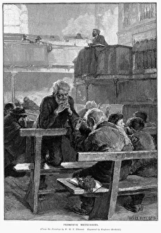 Wood engraving print of a Primitive Methodist congregation