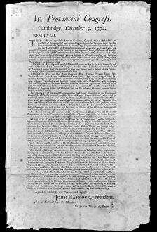 PROVINCIAL CONGRESS, 1774. Broadside, 5 December 1774, from the Provincial Congress at PROVINCIAL CONGRESS, 1774. Broadside, 5 December 1774, from the Provincial Congress at