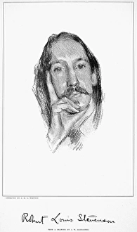 ROBERT LOUIS STEVENSON (1850-1894). Scottish man of letters. Wood engraving, 1888 ROBERT LOUIS STEVENSON (1850-1894). Scottish man of letters. Wood engraving, 1888