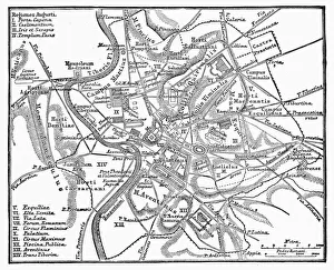 ROMAN EMPIRE: MAP OF ROME. Plan of Rome at the time of Augustus, first Roman emperor ROMAN EMPIRE: MAP OF ROME. Plan of Rome at the time of Augustus, first Roman emperor