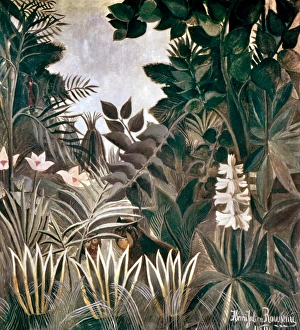 ROUSSEAU: JUNGLE, 1909. The Equatorial Jungle. Canvas by Henri Rousseau, 1909 ROUSSEAU: JUNGLE, 1909. The Equatorial Jungle. Canvas by Henri Rousseau, 1909