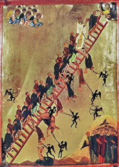 SAINT JOHN CLIMACUS (550-649). Abbot of Mount Sinai. St John Climacus at the top rung of SAINT JOHN CLIMACUS (550-649). Abbot of Mount Sinai. St John Climacus at the top rung of