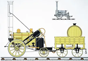 Schematic view of George Stephensons locomotive The Rocket of 1829 Schematic view of George Stephensons locomotive The Rocket of 1829