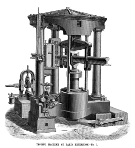 Science Prints: Testing Machine Print, 1878 Engraving