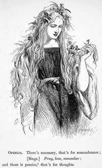 SHAKESPEARE: HAMLET. Ophelia, gone mad, distributes flowers (Act IV, Scene V) SHAKESPEARE: HAMLET. Ophelia, gone mad, distributes flowers (Act IV, Scene V)