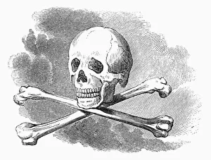 SKULL AND CROSSBONES. Wood engraving, American, 1853 SKULL AND CROSSBONES. Wood engraving, American, 1853