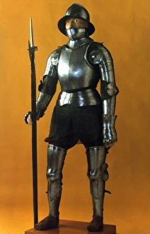 SPANISH ARMOR, c1490. Armor of a Spanish man-at-arms, c1490