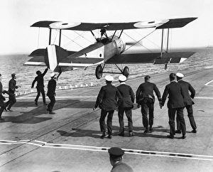 Squadron Commander Edwin Harris Dunning landing his Sopwith Pup biplane on the HMS Furious Squadron Commander Edwin Harris Dunning landing his Sopwith Pup biplane on the HMS Furious