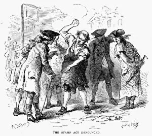 STAMP ACT, 1765. American colonists denouncing the Stamp Act in 1765. Wood engraving, 19th century