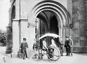 STEAM TRICYCLE, 1888. Inventor Lucius D. Copeland demonstrating his steam tricycle STEAM TRICYCLE, 1888. Inventor Lucius D. Copeland demonstrating his steam tricycle