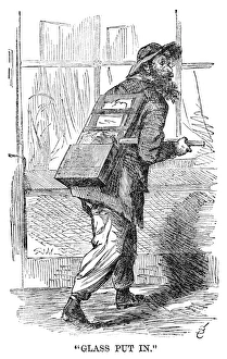 STREET PEDDLER, 1868. Glass put in. Engraving, 1868 STREET PEDDLER, 1868. Glass put in. Engraving, 1868
