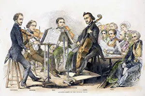 Print of a String Quartet, 1846 Wood Engraving