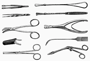 Antique Surgical Instruments Prints: SURGICAL INSTRUMENTS. Various surgical instruments for use in general operations