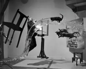 Prints of SALVADOR DALI (1904-1989). Spanish painter. Photographed with objects, including cats and water caught in surreal motion. Photographed by Philippe Halsman, c1948 D Prints: Salvador Dali Print, c1948