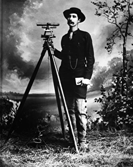 SURVEYOR, c1890. Portrait of a surveyor with tools. Photograph. c1890 SURVEYOR, c1890. Portrait of a surveyor with tools. Photograph. c1890