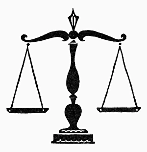 SYMBOL: BALANCE. A scale, a symbol for balance or justice. Woodcut SYMBOL: BALANCE. A scale, a symbol for balance or justice. Woodcut