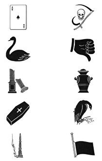 SYMBOLS: DEATH. Various symbols of death and mourning SYMBOLS: DEATH. Various symbols of death and mourning