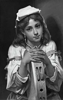 THE TAMBOURINE. Line engraving after a painting by Pierre de Coninck (1828-1910) THE TAMBOURINE. Line engraving after a painting by Pierre de Coninck (1828-1910)