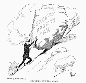 TAX CARTOON, 1921. The tired business man. Drawing by Paul Reilly TAX CARTOON, 1921. The tired business man. Drawing by Paul Reilly