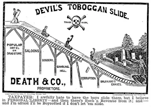 TEMPERANCE MOVEMENT, 1887. Devils Toboggan Slide. Temperance broadsheet published, 1887, at Kalamazoo, Michigan TEMPERANCE MOVEMENT, 1887. Devils Toboggan Slide. Temperance broadsheet published, 1887, at Kalamazoo, Michigan