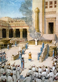 TEMPLE OF SOLOMON. Dedication of the Temple of Solomon in Jerusalem. Painting by William Hole TEMPLE OF SOLOMON. Dedication of the Temple of Solomon in Jerusalem. Painting by William Hole