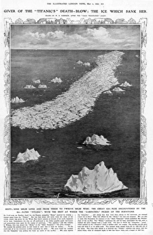 TITANIC: ICEBERG, 1912. The ice which sank the Titanic. The single cross, on the left-hand side of the ice-floe TITANIC: ICEBERG, 1912. The ice which sank the Titanic. The single cross, on the left-hand side of the ice-floe