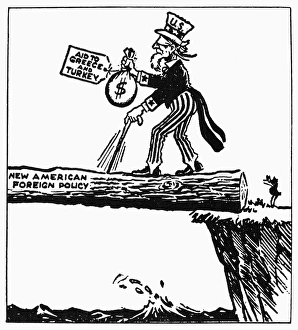 Where To? American cartoon comment, 1947, on President Trumans request for $400 million from Congress to defend Where To? American cartoon comment, 1947, on President Trumans request for $400 million from Congress to defend