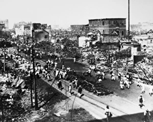TOKYO EARTHQUAKE, 1923. A view of Nihonbashi, a busy area of Tokyo, Japan, in the TOKYO EARTHQUAKE, 1923. A view of Nihonbashi, a busy area of Tokyo, Japan, in the