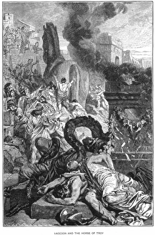 THE TROJAN HORSE, 19th CENT. Homer: The Iliad. Line engraving, late 19th century THE TROJAN HORSE, 19th CENT. Homer: The Iliad. Line engraving, late 19th century