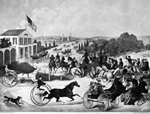 TROTTING HORSES, 1870. Lithograph, American, 1870 TROTTING HORSES, 1870. Lithograph, American, 1870