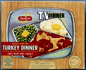 TV DINNER, 1954. Packaging for Swansons turkey TV dinner, 1954, designed to resemble a television set TV DINNER, 1954. Packaging for Swansons turkey TV dinner, 1954, designed to resemble a television set