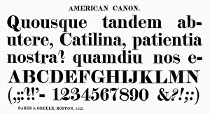 TYPOGRAPHY, 1825. American canon, a typeface from the catalog of Baker & Greele TYPOGRAPHY, 1825. American canon, a typeface from the catalog of Baker & Greele