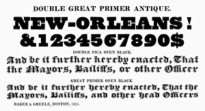 TYPOGRAPHY, 1825. Double great primer antique, a typeface from the catalog of Baker & TYPOGRAPHY, 1825. Double great primer antique, a typeface from the catalog of Baker &
